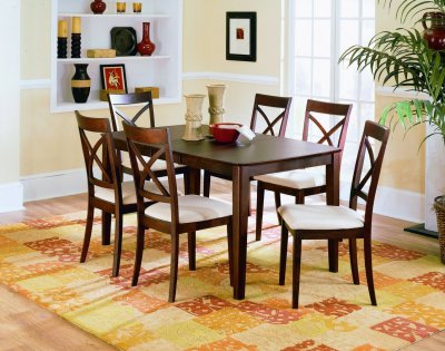 Contemporary Table  Chairs on Merlot Finish Contemporary Dinette Table W Optional Chairs At