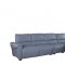 S275 Power Motion Sectional Sofa in Aqua Leather Beverly Hills