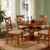 Walnut Finish Dining Room With Pedestal Base Round Table