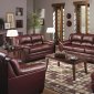 Wine Color Bonded Leather Modern Living Room w/Wooden Legs