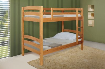 Twin Loft   Couch on Rich Honey Pine Finish Contemporary Twin Bunk Bed At Furniture Depot