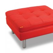 Red Color Contemporary Leather Ottoman