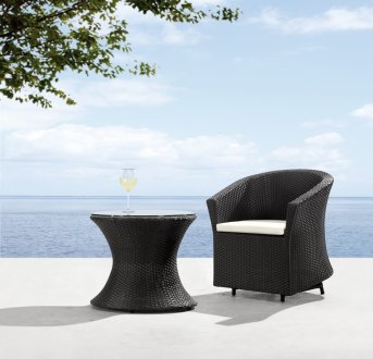 Black & White Modern 2pc Outdoor Patio Chair & Coffee Table Set
