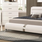 Jeremaine 300345 Upholstered Bed in White Leatherette by Coaster
