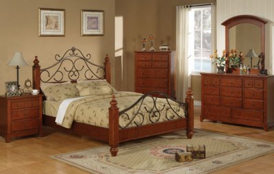 Metal Furniture Designs on Finish Traditional Bed W Metal Design   Options At Furniture Depot