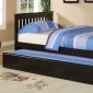 Contemporary Black Finish Kids Twin Bed w/Trundle