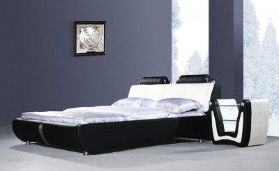Black Modern Platform  on Black   White Leatherette Modern Platform Bed Features  Contemporary