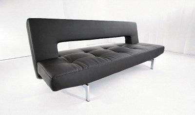 Leather Convertible Sofa  on Black Leather Contemporary Sofa Bed Convertible With Tufted Seat