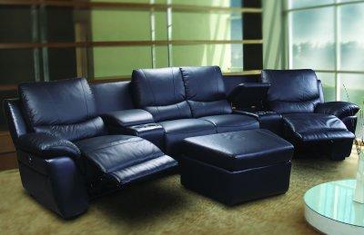 Home Theater Sectional on Black Leatherette Home Theater Sectional W Motorized Recliners