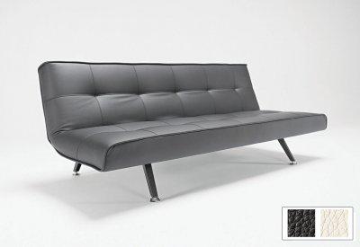 Black Leather Sofa  on Black Or White Leather Modern Convertible Sofa Bed W Metal Legs