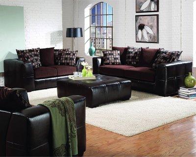 Leather Living Room Furniture Sets on Living Room W Dark Brown Vinyl Leather Base   Modern Furniture Zone