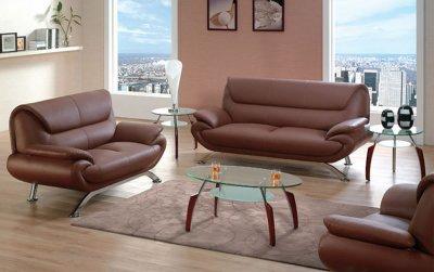 Leather Living Room Furniture on Living Room Furniture Brown Leather Contemporary Living Room With