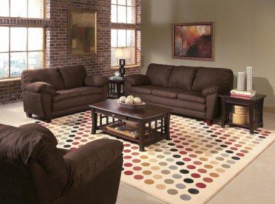 Solid Wood Living Room Furniture on Furniture Brown Micro Suede Contemporary Living Room With Solid Wood