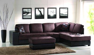 Living Room Furniture  on Living Room Furniture Brown Microfiber Modern Sectional Sofa With
