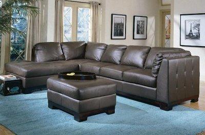 Couch  Ottoman on Brown Or Black Bonded Leather Modern Sectional Sofa