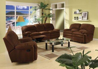 Reclining Living Room  on Brown Microfiber Contemporary Reclining Living Room   Furniture Clue