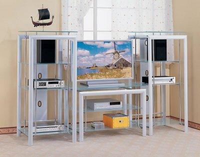 Modern Stand on Cromed Silver Modern Tv Stand W Frosted Glass Shelves
