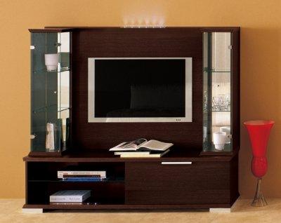 Dark Brown Finish Modern Stylish Wall Unit | Furniture Clue
