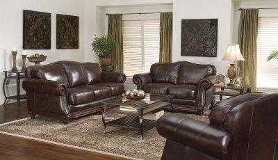 Leather Living Room Furniture on Living Room Furniture Dark Brown Leather Traditional Living Room With