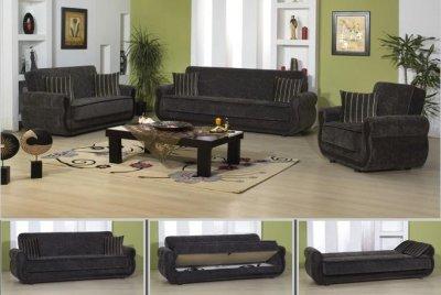Living Space Furniture on Fume Fabric Elegant Living Room W Sleeper Sofa   Storage