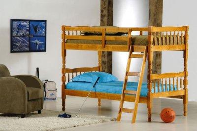 Twin Loft   Couch on Honey Pine Finish Contemporary Kids Twin Bunk Bed