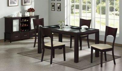 Glass Dining Table  on Merlot Finish Modern 5pc Dining Set W Glass Top Table   Furniture Clue