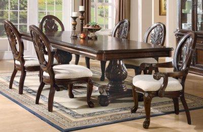 Formal Dining Sets on Rich Cherry Finish Formal Dining Room W Double Pedestal Base