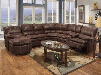 Rustic Leather Furniture on Rustic Brown Modern Reclining Sectional W Baseball Stitching