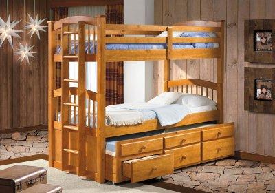 Solid Pine Furniture on Solid Pine Contemporary Twin Tri Plex Bunk Bed