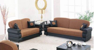 Convertible Sofa  on Two Tone Chocolate Brown   Black Modern Convertible Sofa Bed