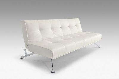 Sofa  Leather on White Full Leather Modern Convertible Sofa Bed W Chrome Legs