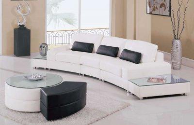 Leather Chairs on White Leather 5pc Modern Sectional Sofa W Glass Top End Tables