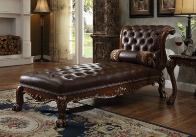Dresden Chaise 96487 in Cherry Oak by Acme w/Accent Pillow