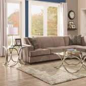 Tess Sectional Sofa by Coaster 500727 in Beige Fabric w/Sleeper