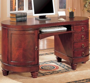 Kidney Shape Deep Cherry Modern Home Office Desk