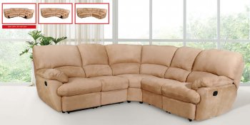 Light Brown Microfiber Modern Sectional Sofa w/Recliner Seats [EFSS-8456]