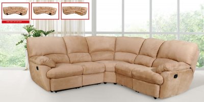 Light Brown Microfiber Modern Sectional Sofa w/Recliner Seats