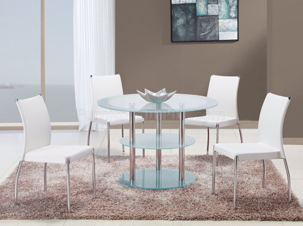 D79DT Dining Set 5Pc w/841DC White Chairs by Global Furniture - Click Image to Close