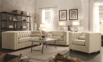 Cairns Sofa & Loveseat Set in Oatmeal Fabric 504904 by Coaster [CRS-504904 Cairns]
