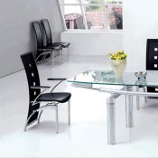 Contemporary Dinette Table With Extendable Glass Top