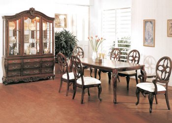 Brown Finish Classic 7Pc Dining Room Set w/Optional Buffet [YTDS-1087-Cassandra]