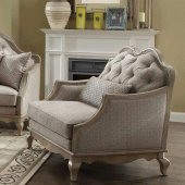 Chelmsford Chair 56052 in Antique Taupe & Beige Fabric by Acme