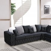 LCL-027 Sectional Sofa in Black Velvet
