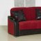 Halic Red Fabric 3PC Living Room Set w/Vinyl Details
