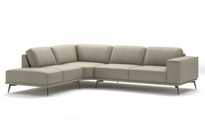 Manhattan Sectional Sofa in Off-White Leather by ESF