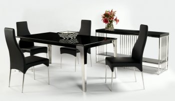 Black Marble Top Modern Dining Table w/Optional Side Chairs [CYDS-CRYSTAL-DT]