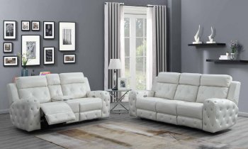 U8311 Power Motion Sofa in White Leather Gel by Global w/Options [GFS-U8311 White]