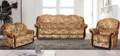 Leaf Pattern Fabric Traditional Living Room w/Sofa Bed