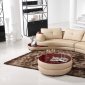 Beige Leather Modern Sectional Sofa w/End Table & Ottoman
