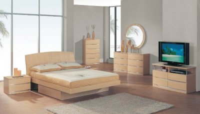 Maple Finish Elegant Modern Bedroom w/Optional Casegoods
